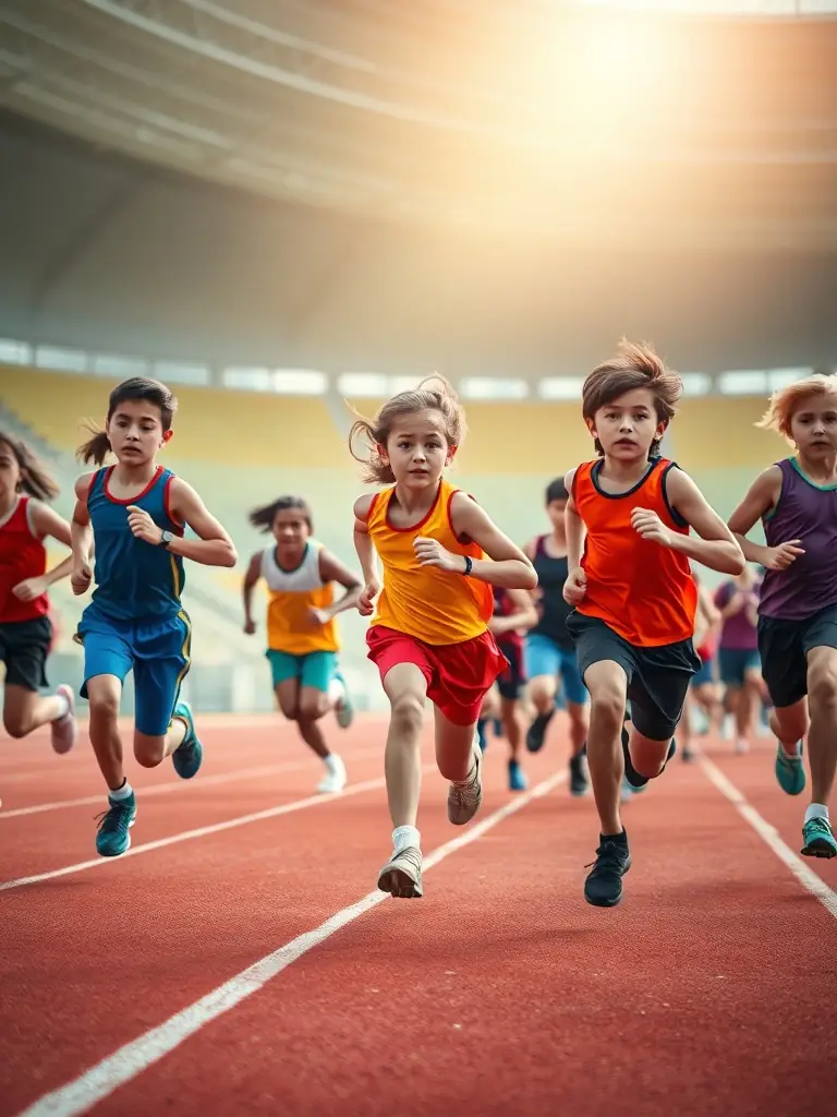 Students competing in an athletics event, demonstrating speed, strength, and determination.