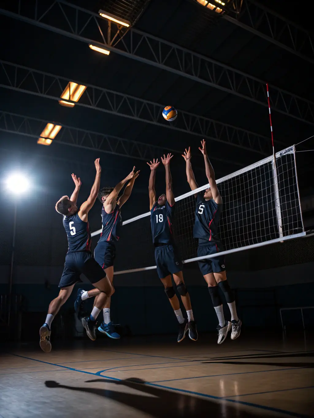 Students participating in a volleyball match, showcasing agility and sportsmanship.