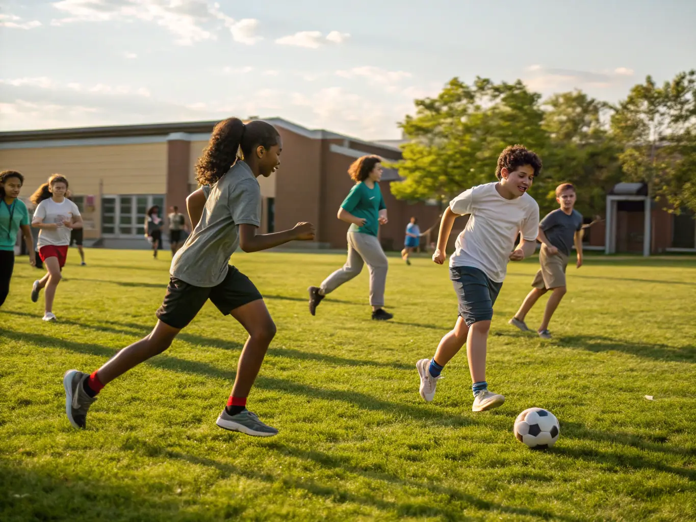 Students engaged in a physical education class, emphasizing the importance of physical well-being and a healthy lifestyle.
