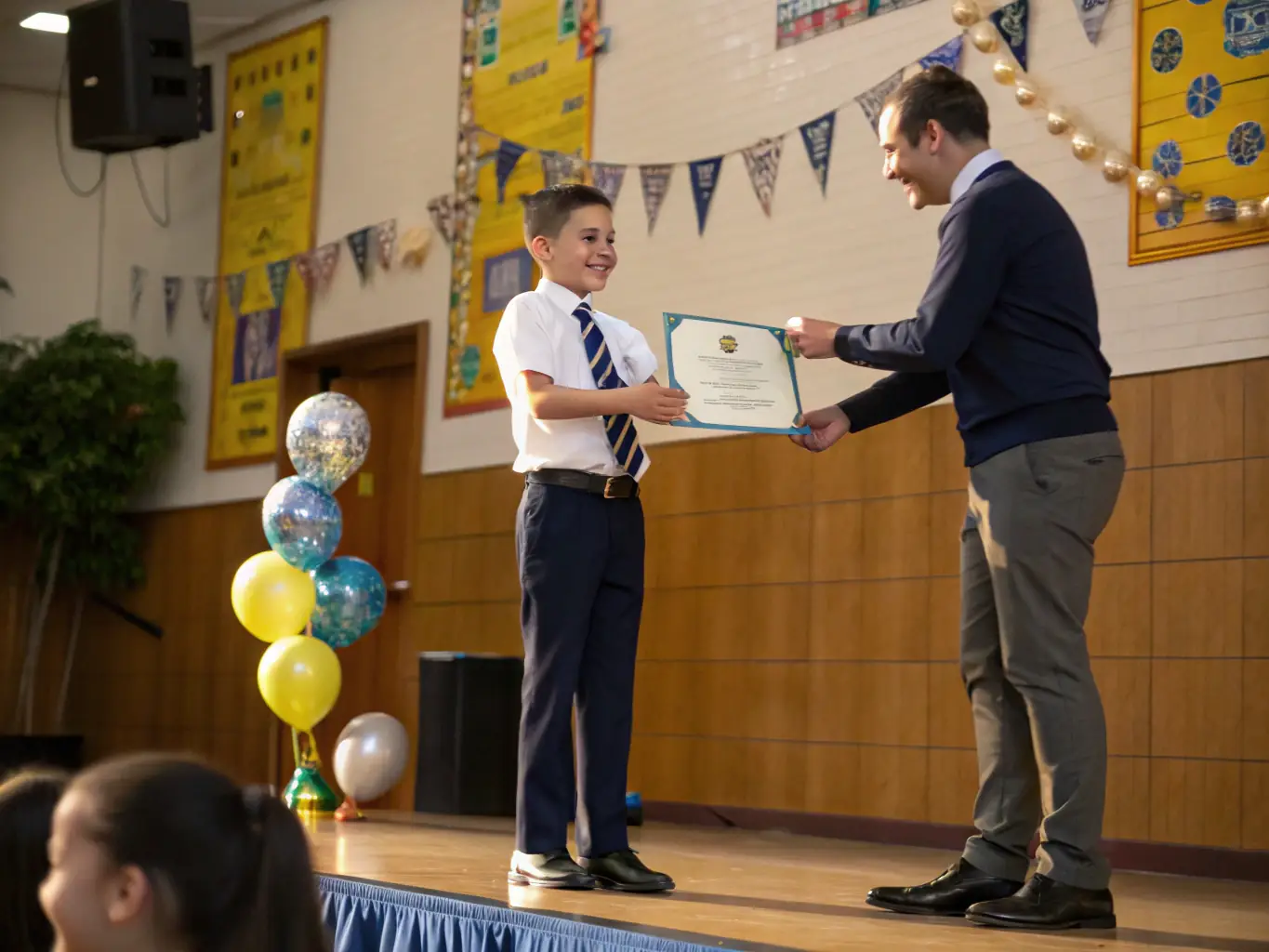 A student from ASS SPORTIVE DU LYCEE DES METIERS LOUISE MICHEL is receiving an award for outstanding sportsmanship, demonstrating the organization's commitment to recognizing and celebrating positive values. The image conveys a sense of pride and achievement.