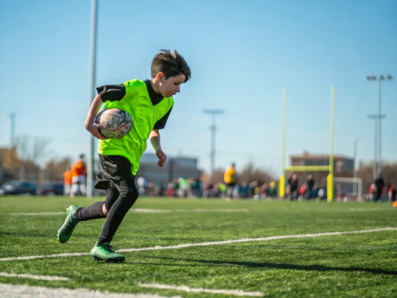 A student receiving guidance from a coach during a football training session, highlighting the personalized support and mentorship provided by the association.